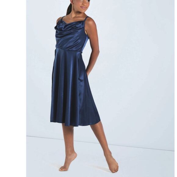 Weissman Blue Fairy Silky High Slit Dress Size ? Whimsy Stretch Leotard Lined - Picture 1 of 15